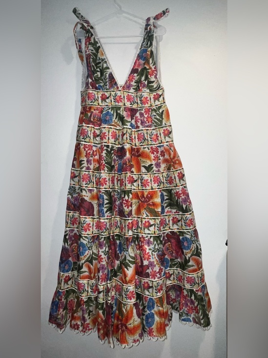 FARM Rio Dresses & Skirts - FARM RIO Off white Tropical Yard sleeveless tiered midi dress NWT